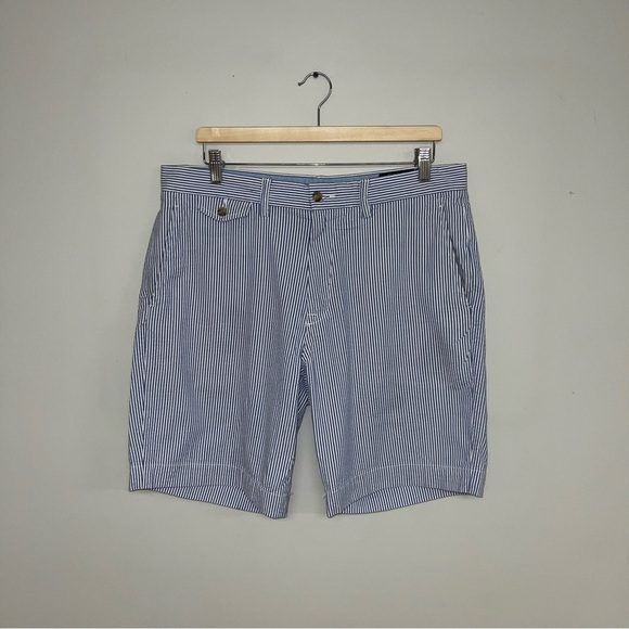 Polo Ralph Lauren Shorts Men's Size 34 Blue & White Stripe Seersucker Cotton - Picture 2 of 13
